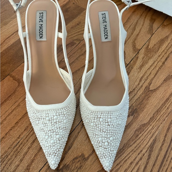 Steve Madden White Beaded Heels - Picture 3 of 5